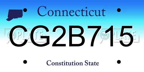 CG2B715 Connecticut License Plate