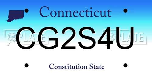 CG2S4U Connecticut License Plate