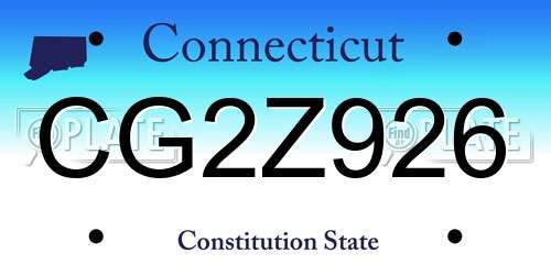 CG2Z926 Connecticut License Plate
