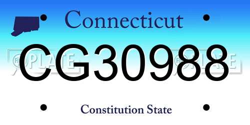 CG30988 Connecticut License Plate
