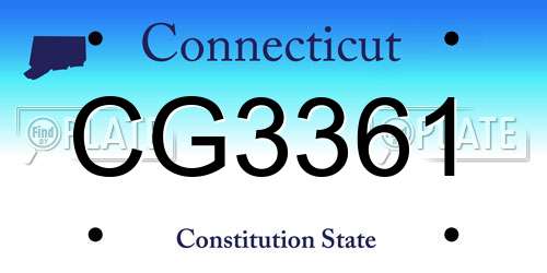CG3361 Connecticut License Plate