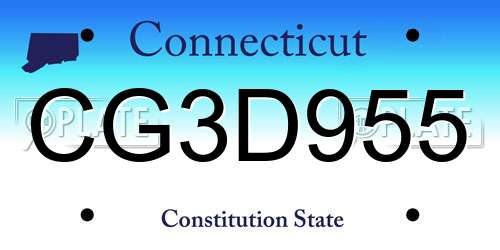 CG3D955 Connecticut License Plate