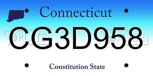 CG3D958 Connecticut License Plate