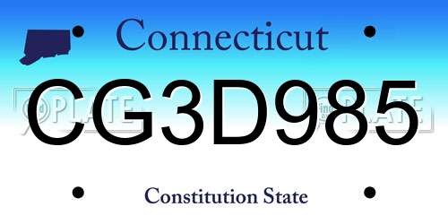 CG3D985 Connecticut License Plate