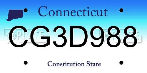 CG3D988 Connecticut License Plate