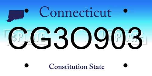 CG3O903 Connecticut License Plate