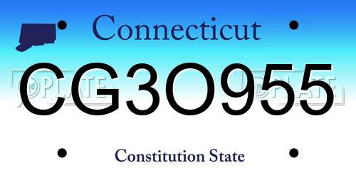 CG3O955 Connecticut License Plate