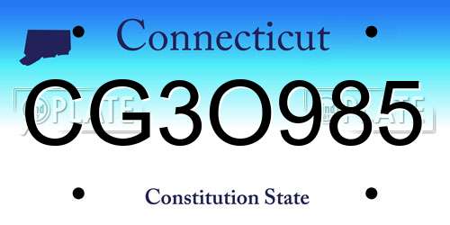 CG3O985 Connecticut License Plate