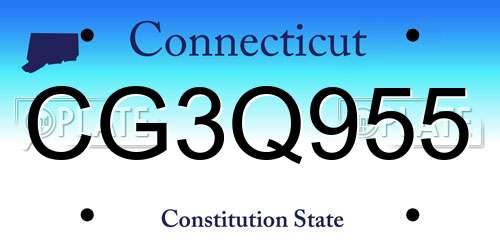 CG3Q955 Connecticut License Plate