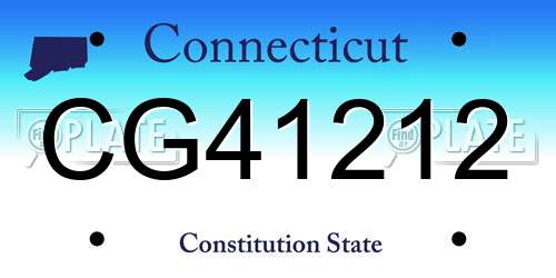 CG41212 Connecticut License Plate