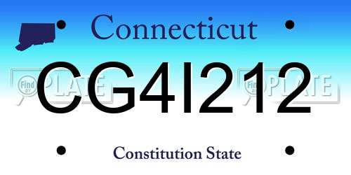 CG4I212 Connecticut License Plate