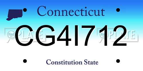 CG4I712 Connecticut License Plate