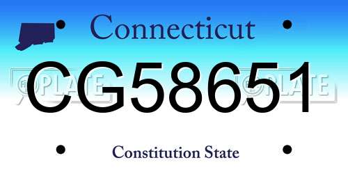 CG58651 Connecticut License Plate