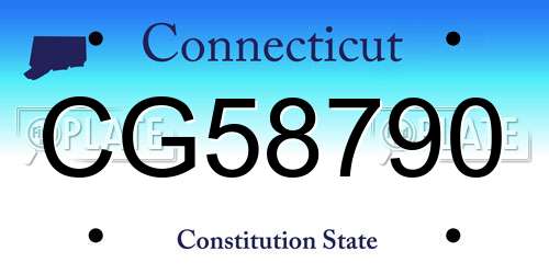 CG58790 Connecticut License Plate