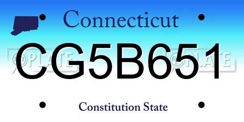 CG5B651 Connecticut License Plate