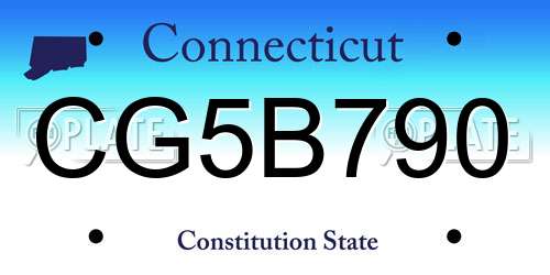 CG5B790 Connecticut License Plate