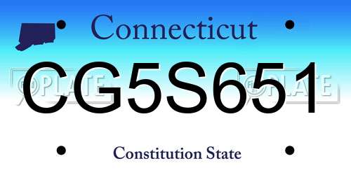 CG5S651 Connecticut License Plate