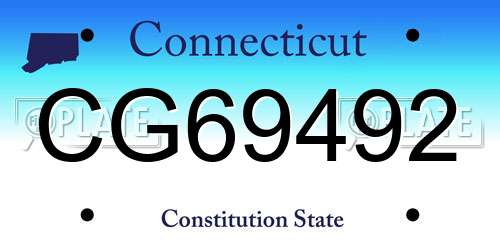 CG69492 Connecticut License Plate