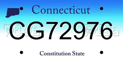 CG72976 Connecticut License Plate