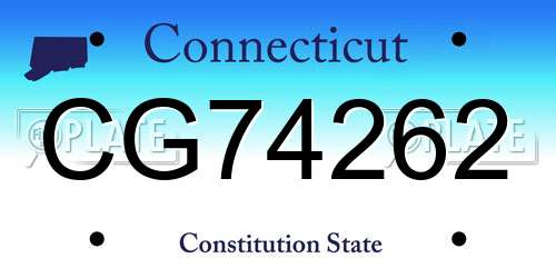 CG74262 Connecticut License Plate