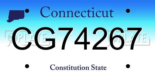 CG74267 Connecticut License Plate