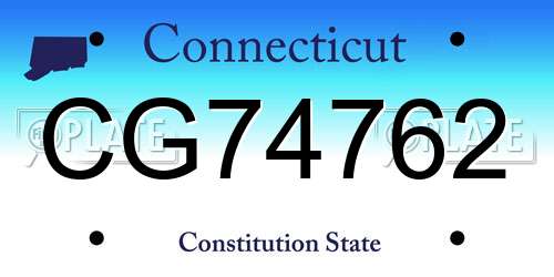 CG74762 Connecticut License Plate