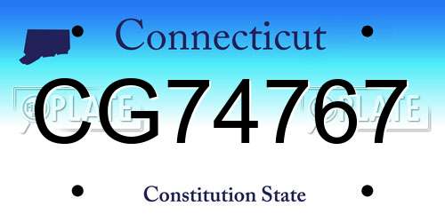 CG74767 Connecticut License Plate