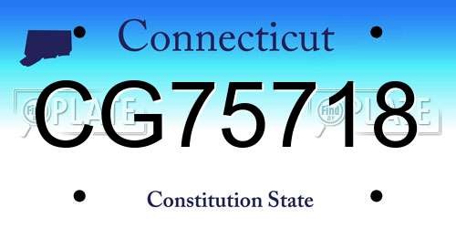 CG75718 Connecticut License Plate