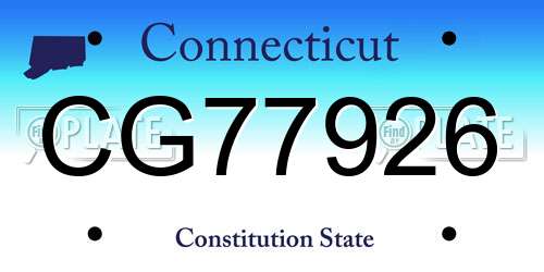 CG77926 Connecticut License Plate