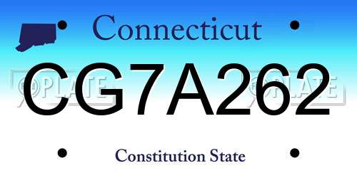CG7A262 Connecticut License Plate