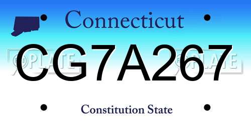 CG7A267 Connecticut License Plate