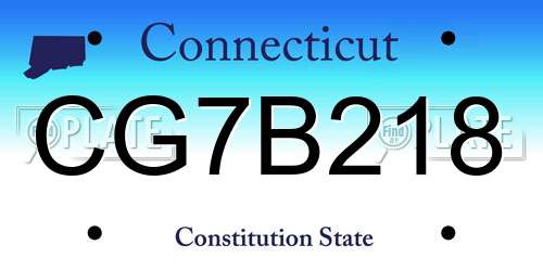 CG7B218 Connecticut License Plate