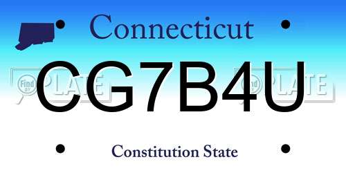 CG7B4U Connecticut License Plate