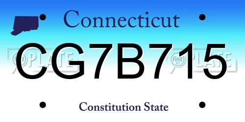 CG7B715 Connecticut License Plate