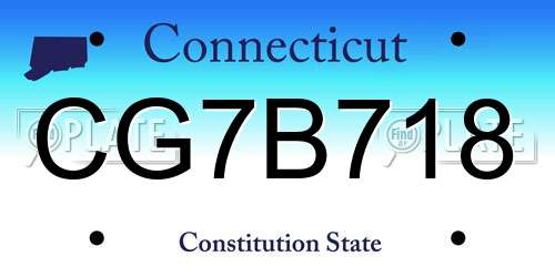 CG7B718 Connecticut License Plate