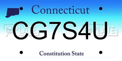 CG7S4U Connecticut License Plate