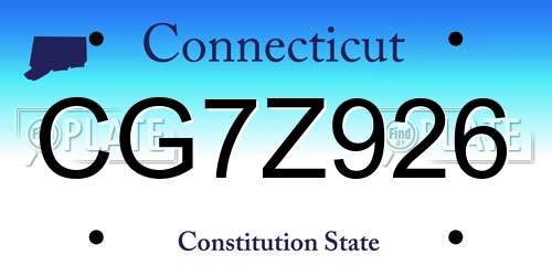 CG7Z926 Connecticut License Plate