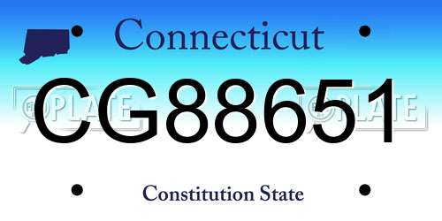 CG88651 Connecticut License Plate