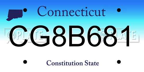 CG8B681 Connecticut License Plate
