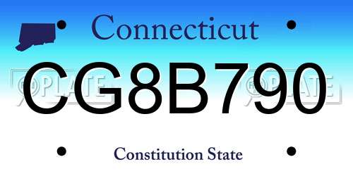 CG8B790 Connecticut License Plate