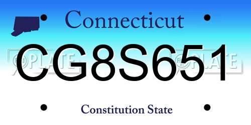CG8S651 Connecticut License Plate