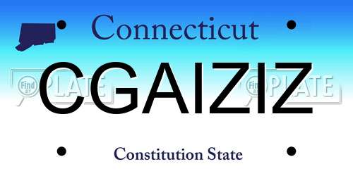 CGAIZIZ Connecticut License Plate