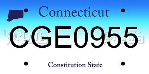 CGE0955 Connecticut License Plate