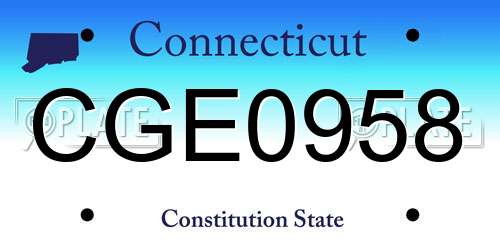 CGE0958 Connecticut License Plate