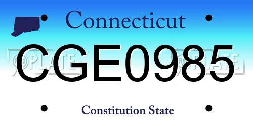 CGE0985 Connecticut License Plate