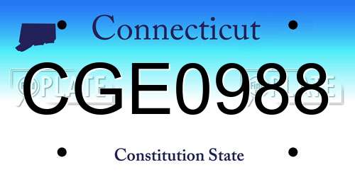 CGE0988 Connecticut License Plate