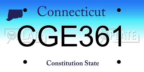 CGE361 Connecticut License Plate