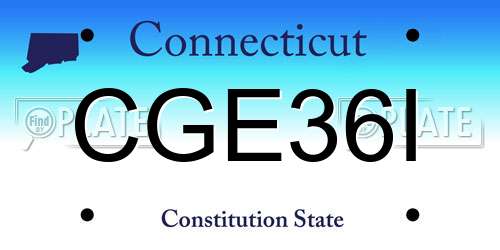 CGE36I Connecticut License Plate