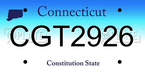 CGT2926 Connecticut License Plate