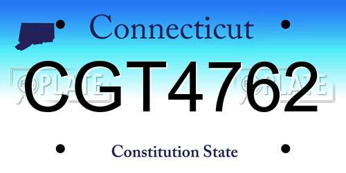 CGT4762 Connecticut License Plate